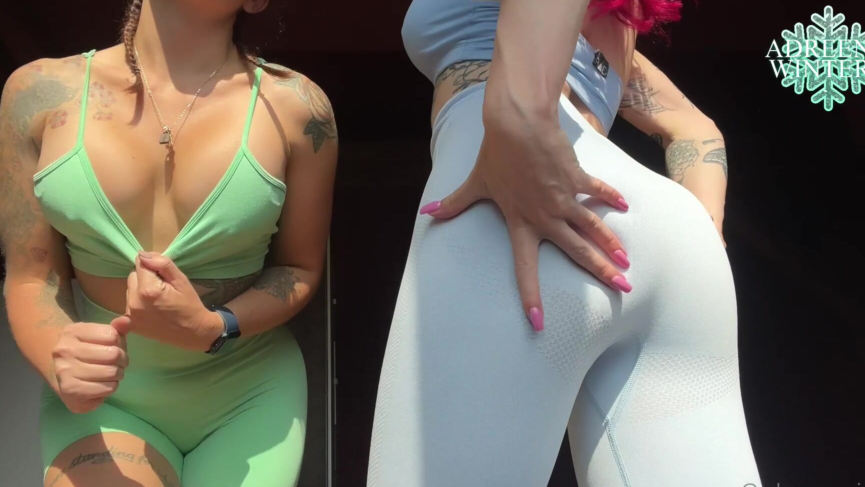 Adreenacuckoldress Me And Eslunalove Look Absolutely Smoking In Our Super Tight Fitting Figure Hugging Gym A