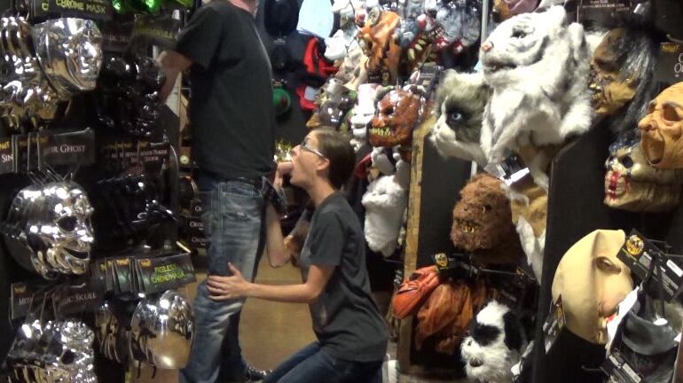 Cum Swallowers, Halloween, Nerdy Girls, POV, Public Blowjob fuckingmilfmay halloween store cum eating ManyVids