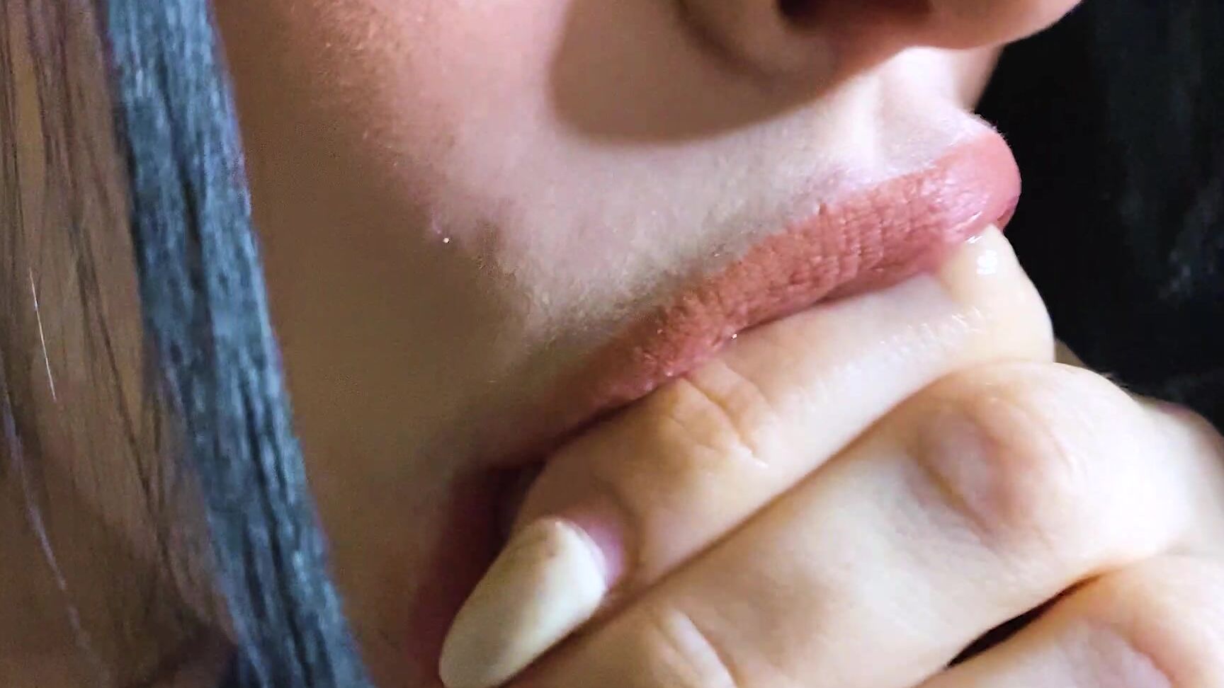 sadend asmr close up messy blowjob cum in mouth
