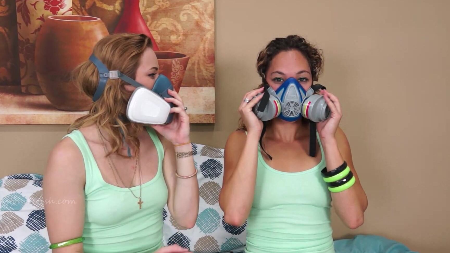 Cherri And Amber Gasmask Fun