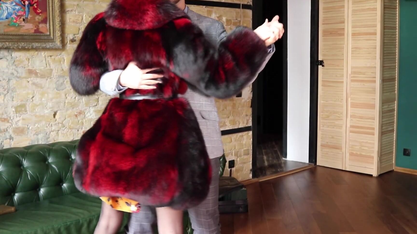 OttaKoi RETRO STYLE sex in black lingerie and fur coat! COWGIRL Pornhub