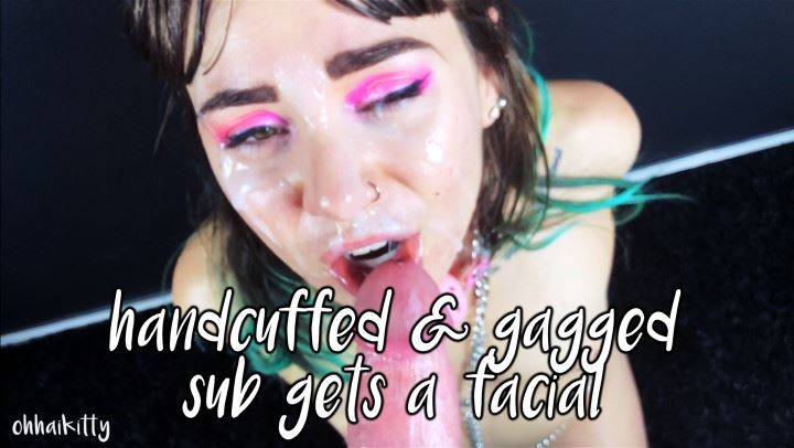 Blowjob, Boy Girl, Facials ohhaikitty handcuffed and gagged sub facial