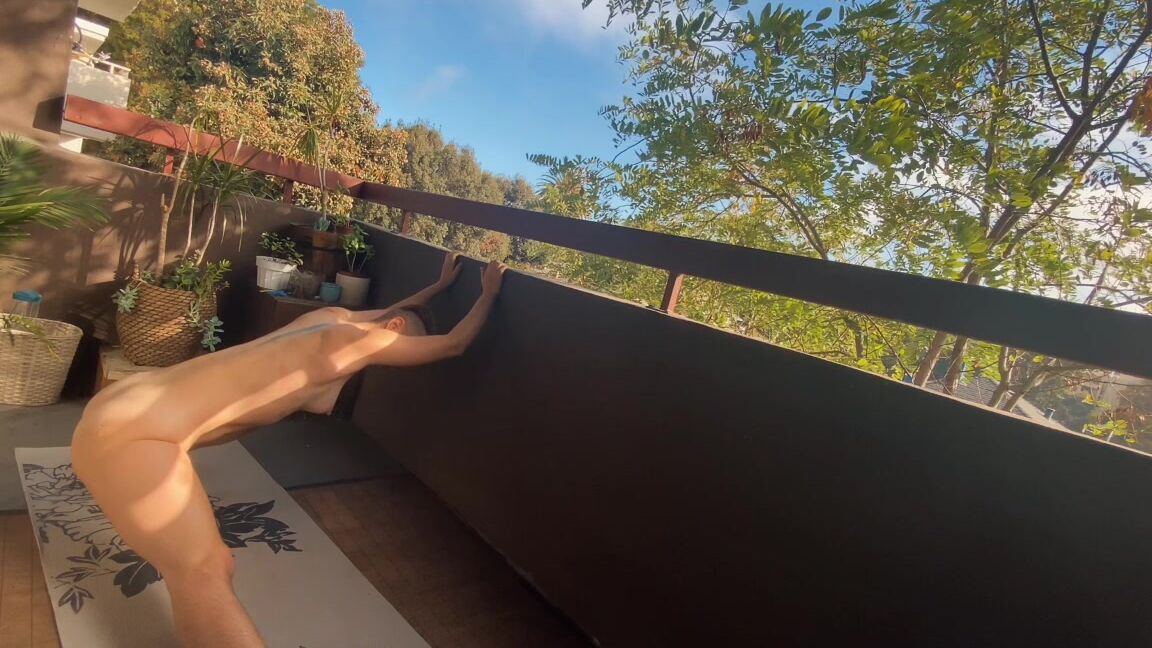 Jizlee Home From A Workout Voyeur As I Stretch And Noodle Around On The Balcony So Grateful For