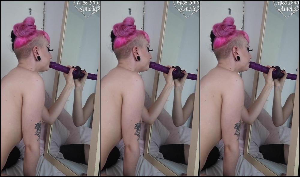 "Lena Amelia" blowjob, dildo sucking, goth, drool, sloppy Goth Girl Sloppy Dildo Sucking Custom Manyvids