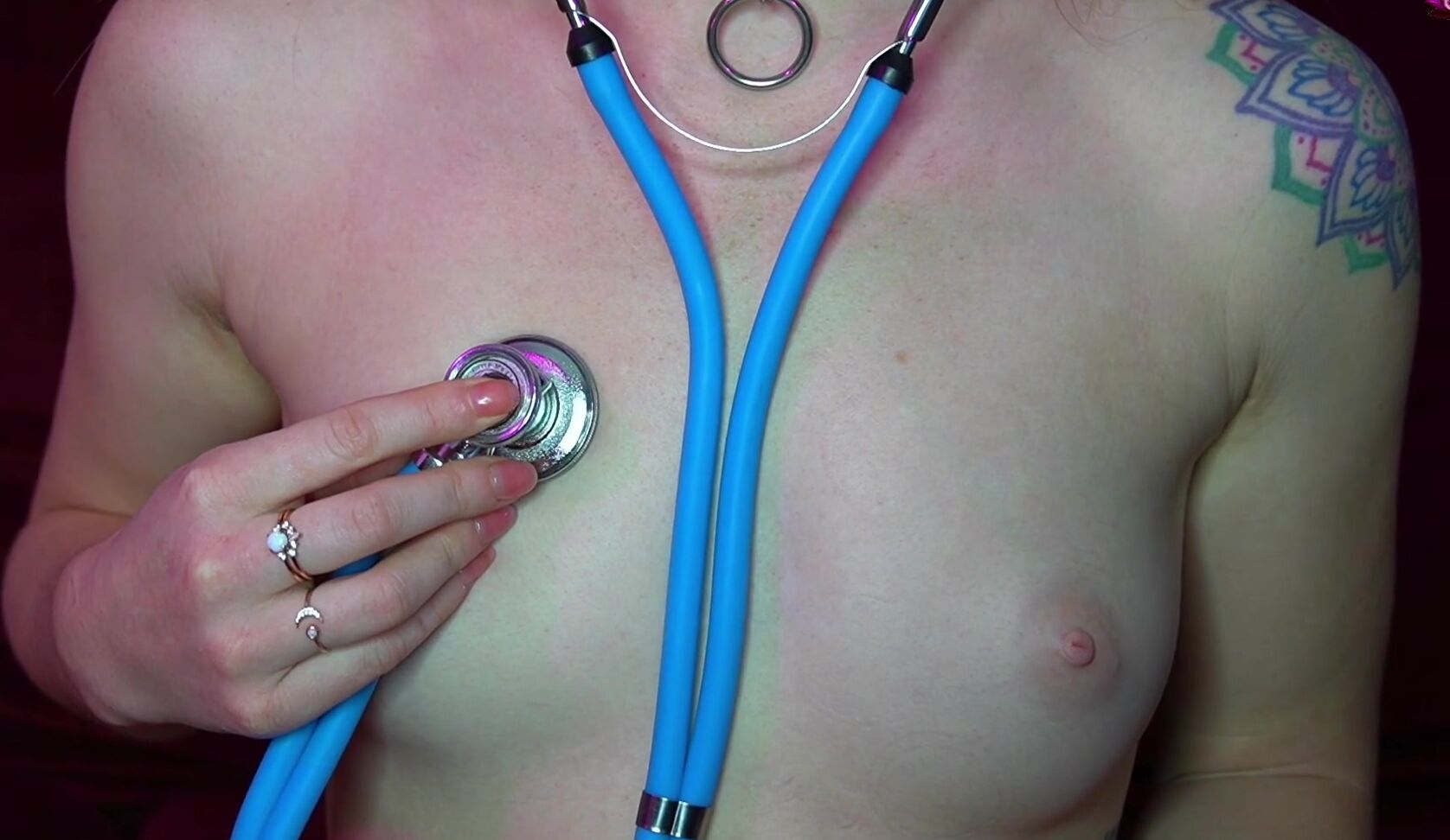 Medical Fetish, Redhead, Resting heart rate, Small Tits, Stethoscope listening to my beautiful heartbeat ManyVids