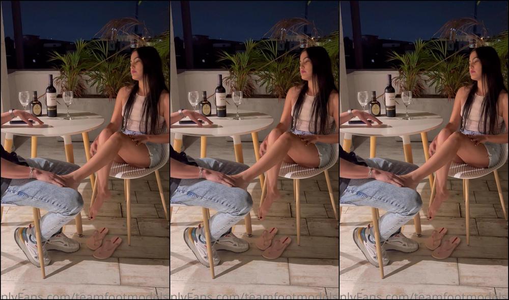 Teamfootmodelsco It S The First Time I Do A Footjob In Public We Were On The Terrace Of The Hotel We Saw
