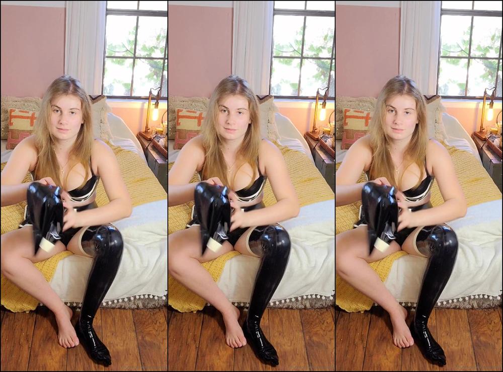 Welcome To Jezebels Sliding On My Stockings Tried To Get The Latex Sounds You All Love