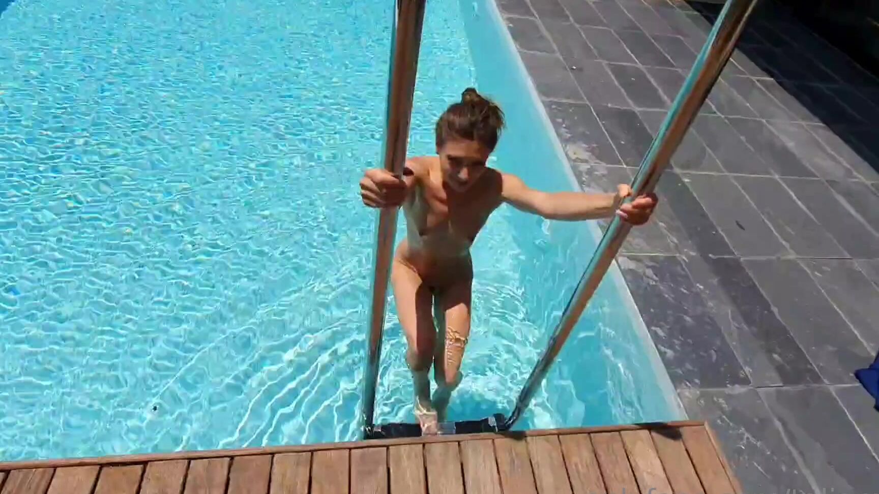 Taliamint Going For A Naked Swim Touching My Wet Pussy By The Pool