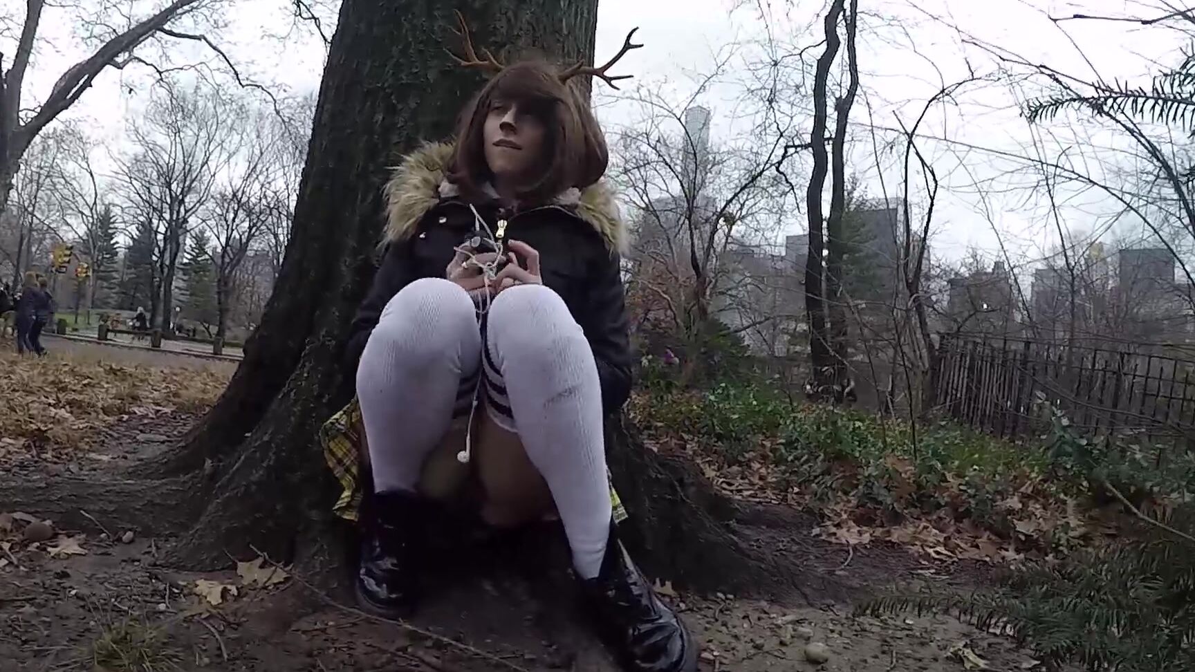 lana rain public flashing in city with deer antler manyvids