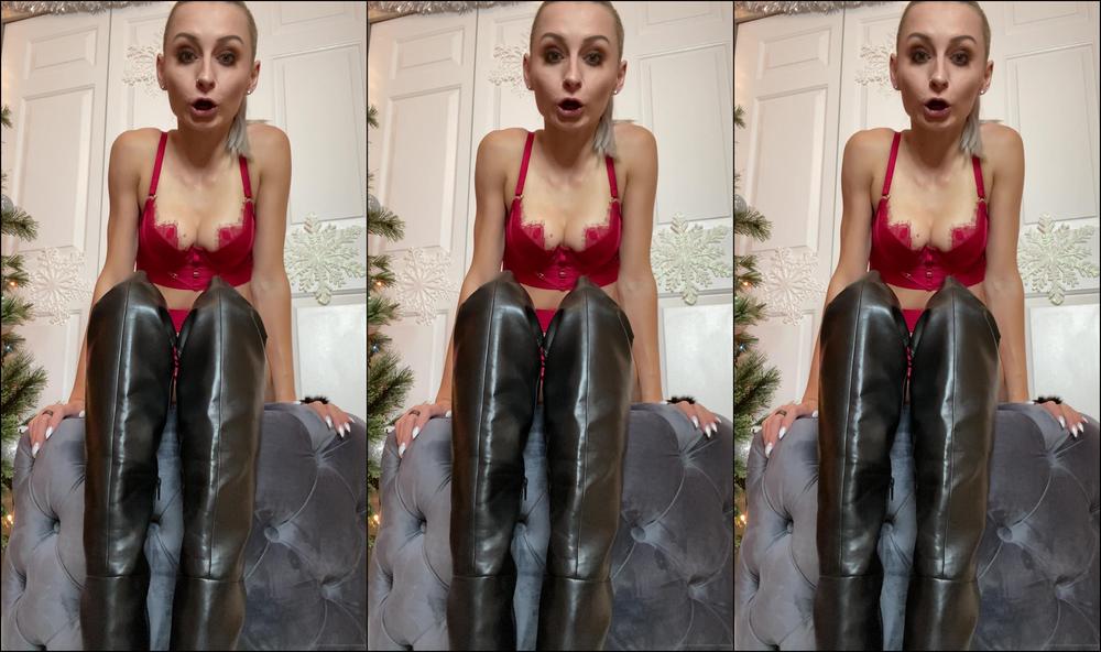 Mavenmay Leather Boots And Red Lingerie Clip