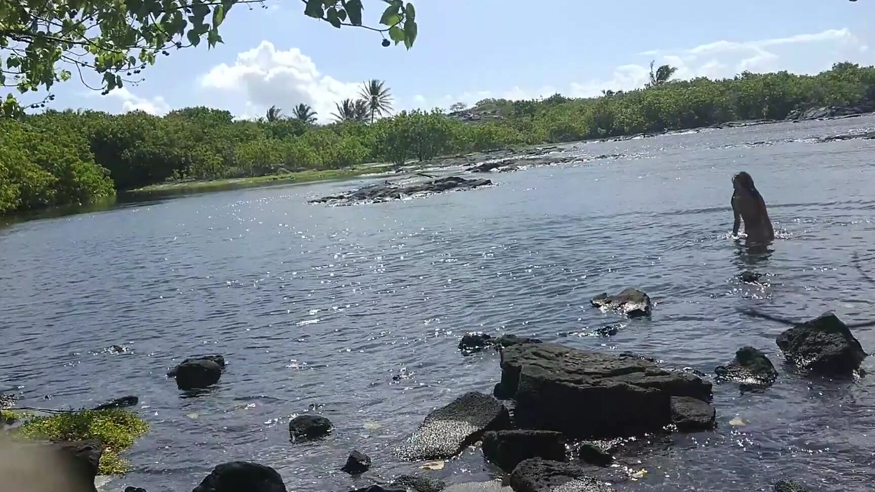 Elladonna Swimming Topless At A Public Beach