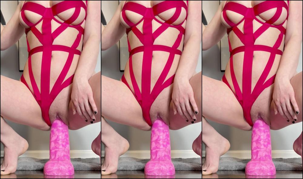 Mariekaleida Strappy Lingerie Giant Pink Dildo