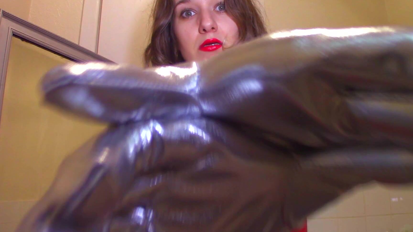 hand over mouth, humiliation, squash / smother, verbal humiliation, gloves shut up silver gloves ManyVids