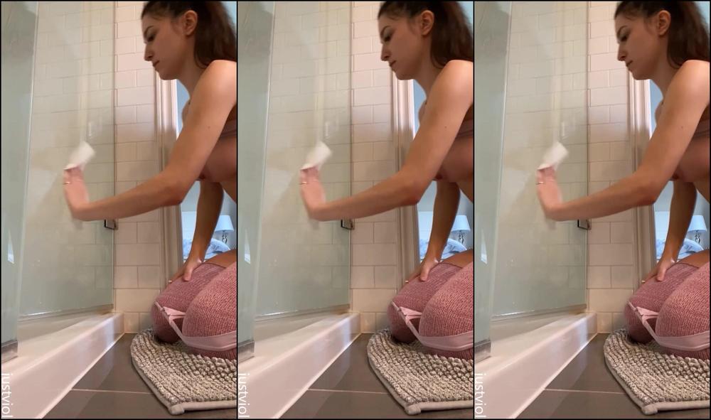 Justviolet Being Naughty Cleaning My Shower Glass Doors