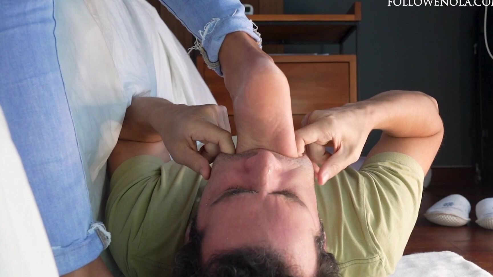 Princess Enola My Slave Has Been Coughing And Chking When I Jam My Feet Down His Throat So Today He S