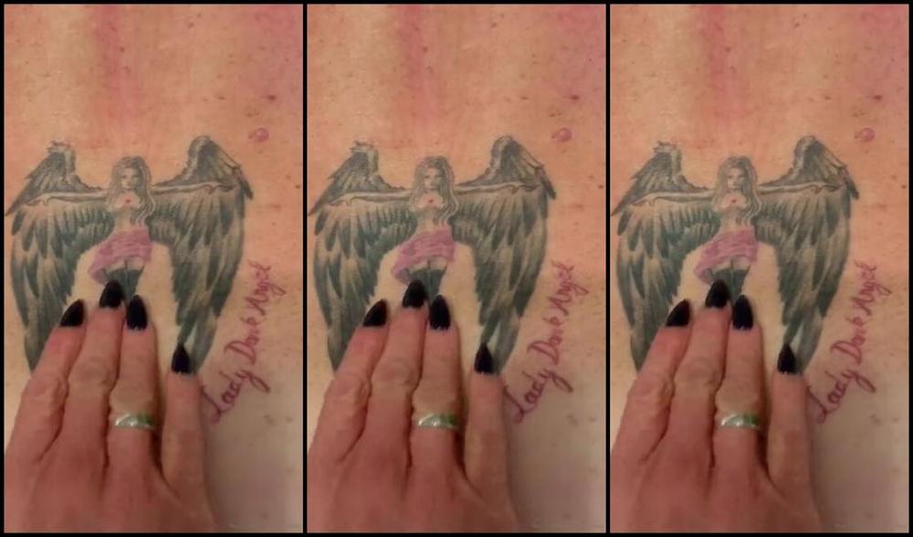 Ladydarkangeluk Onlyfans I Love My Loyal Devoted Slave Has This Tattoo Of Me And My Name On His Back Totally Owned And Watch