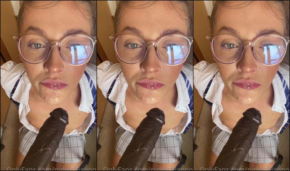 Rhiannonryder Schoolie Slut Sucks Sirs Big Black Cock And Gets A Facial