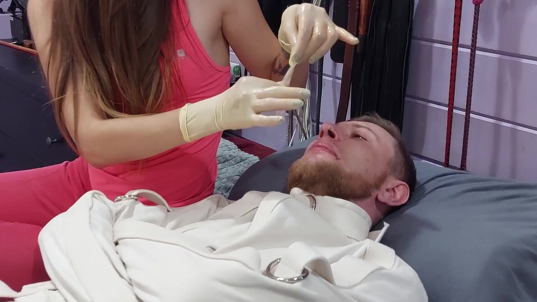 Mistresspriest Handjob With Postorgasm Play In Straitjacket