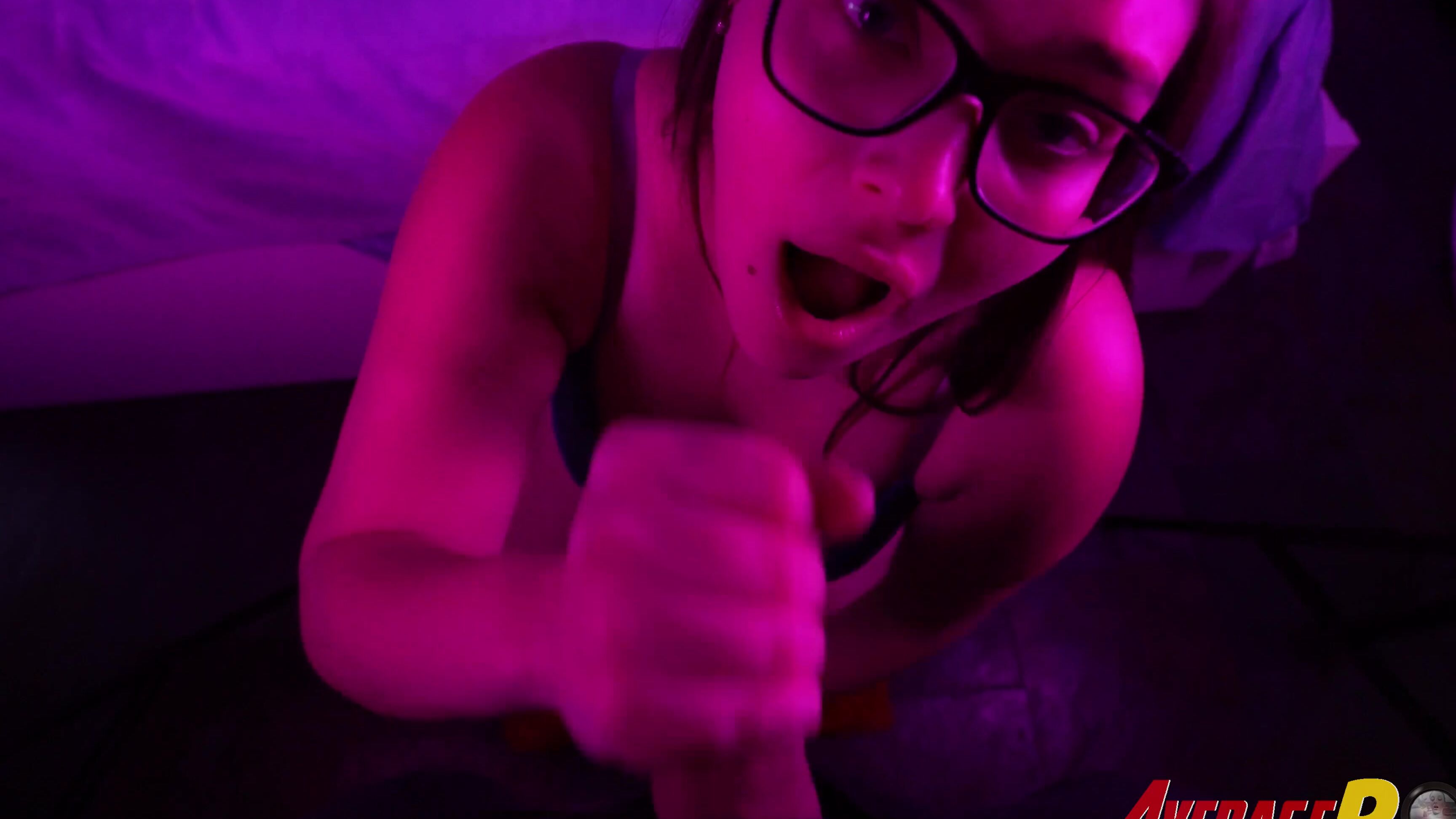 Average POV Chubby GF FitSid Sucks Cock In Pink Light With Facial PornHubPremium