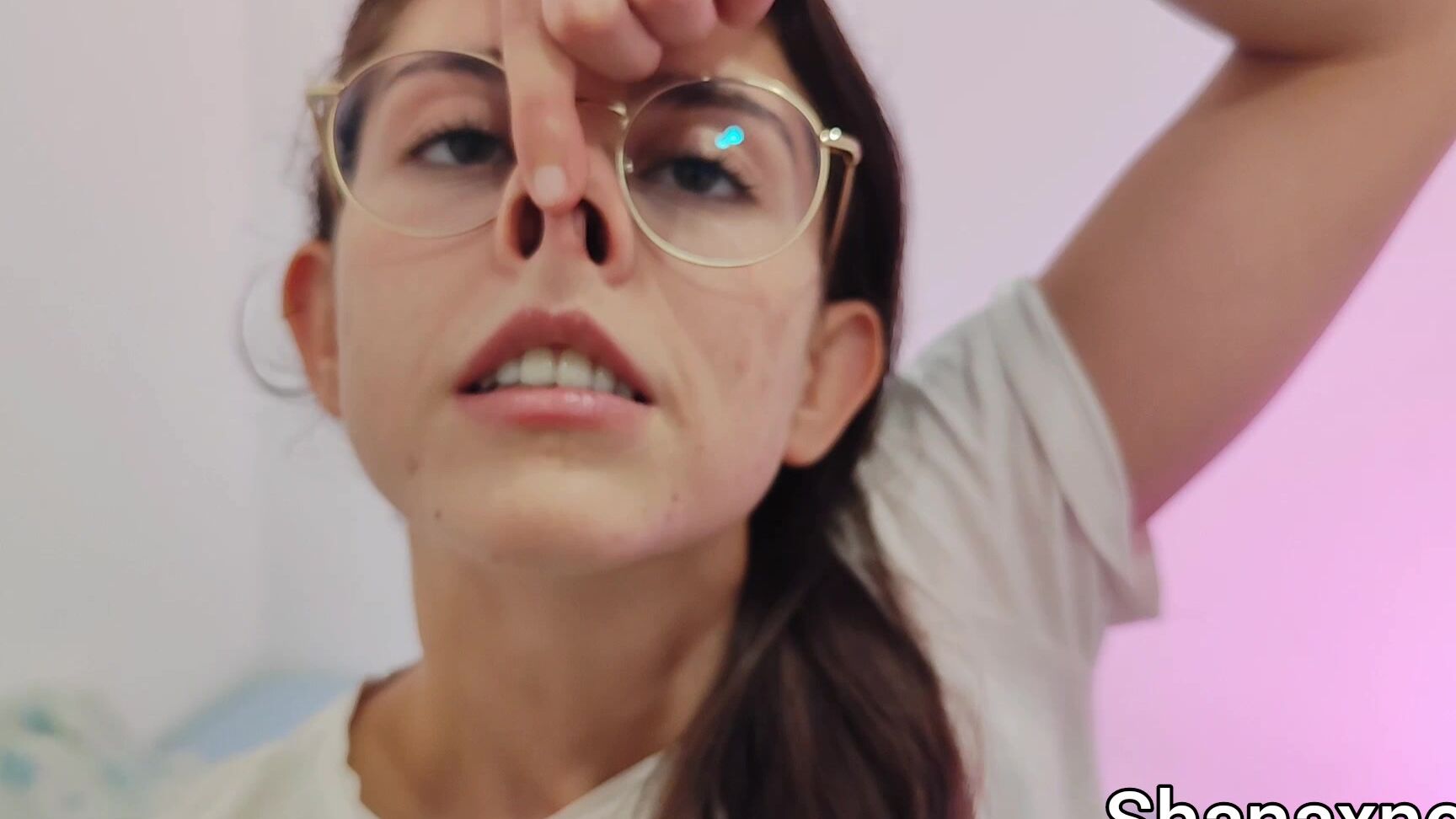 Shanaxnow Nose Fetish Nostrils Pressing On My Nose Mouth Open Glasses