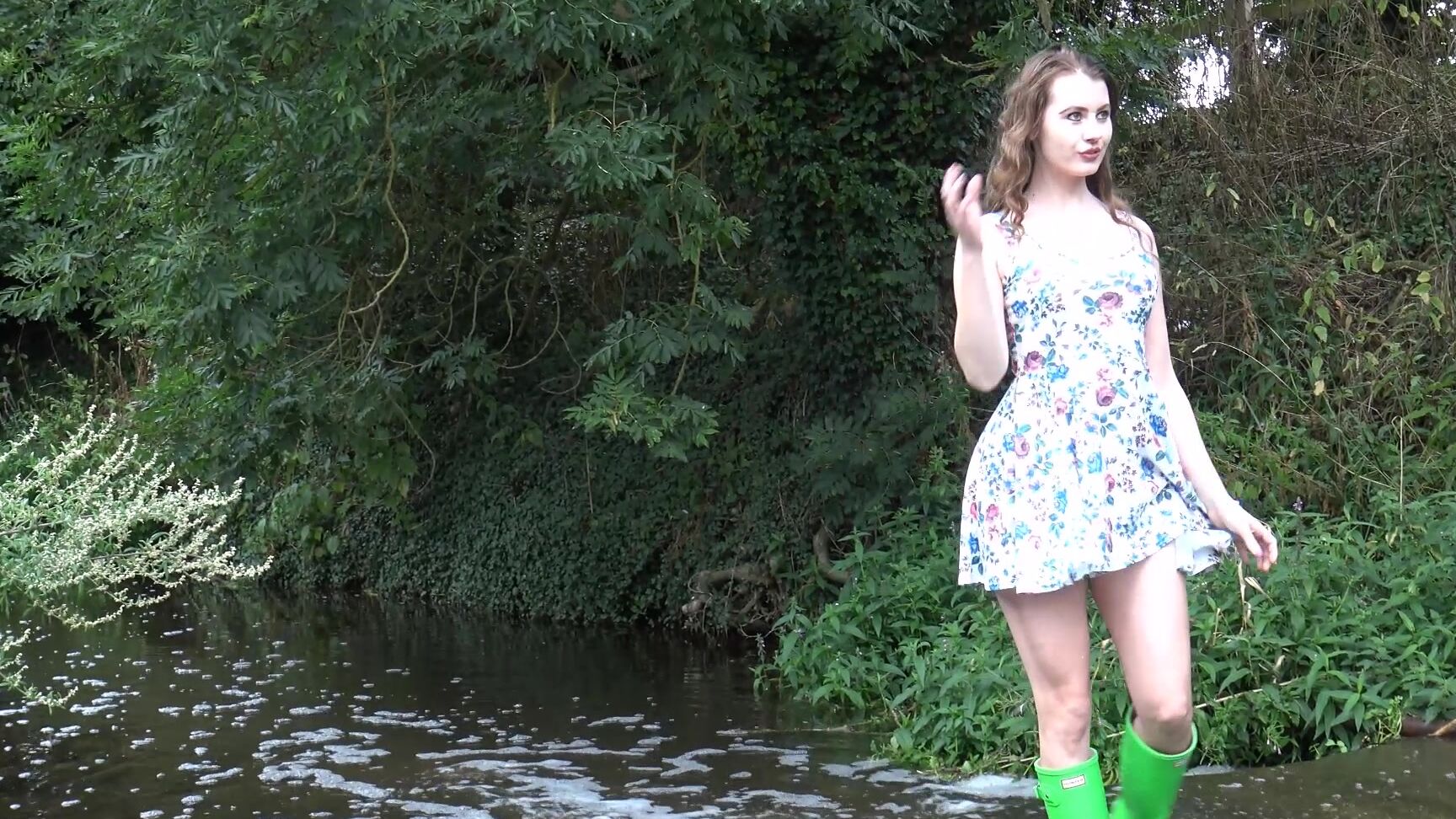 Brook Logan Wearing My Hunter Wellies In The River