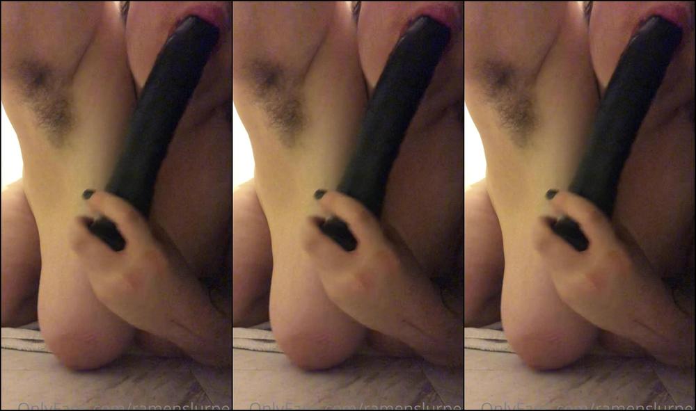 Ramenslurperr Hard Growling Orgasm Dildo Ride And Light Blow Job Can You See My Big Pussy Lips Peeking