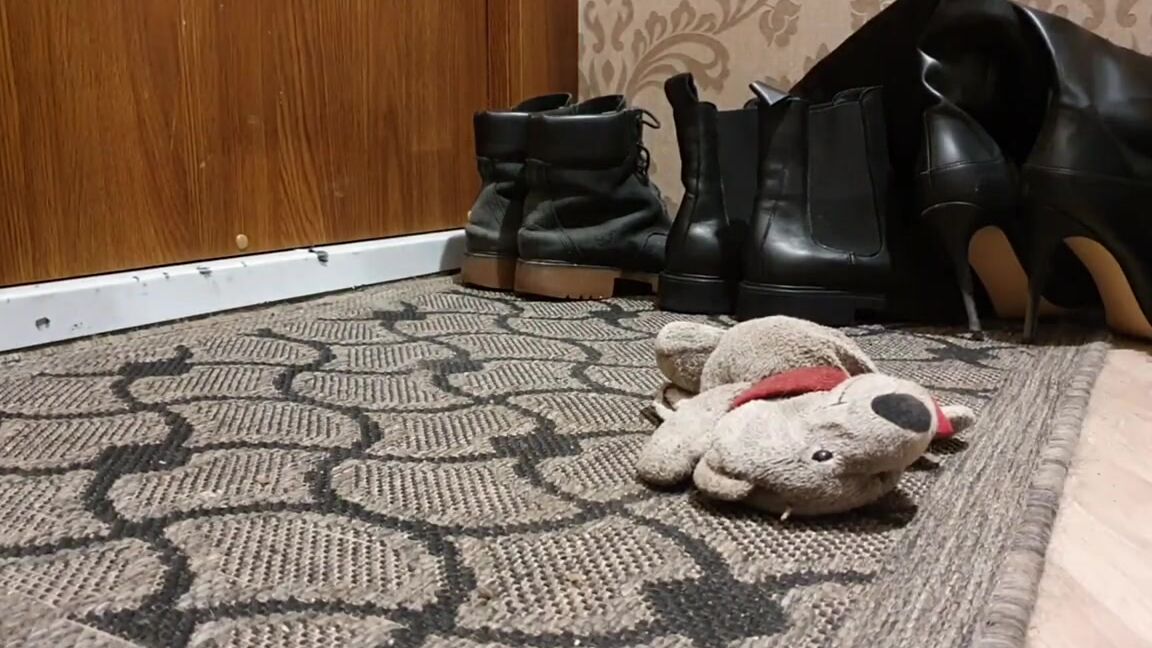 heels daze org worn out teddy used as doormat for my boots 2 Clips4Sale