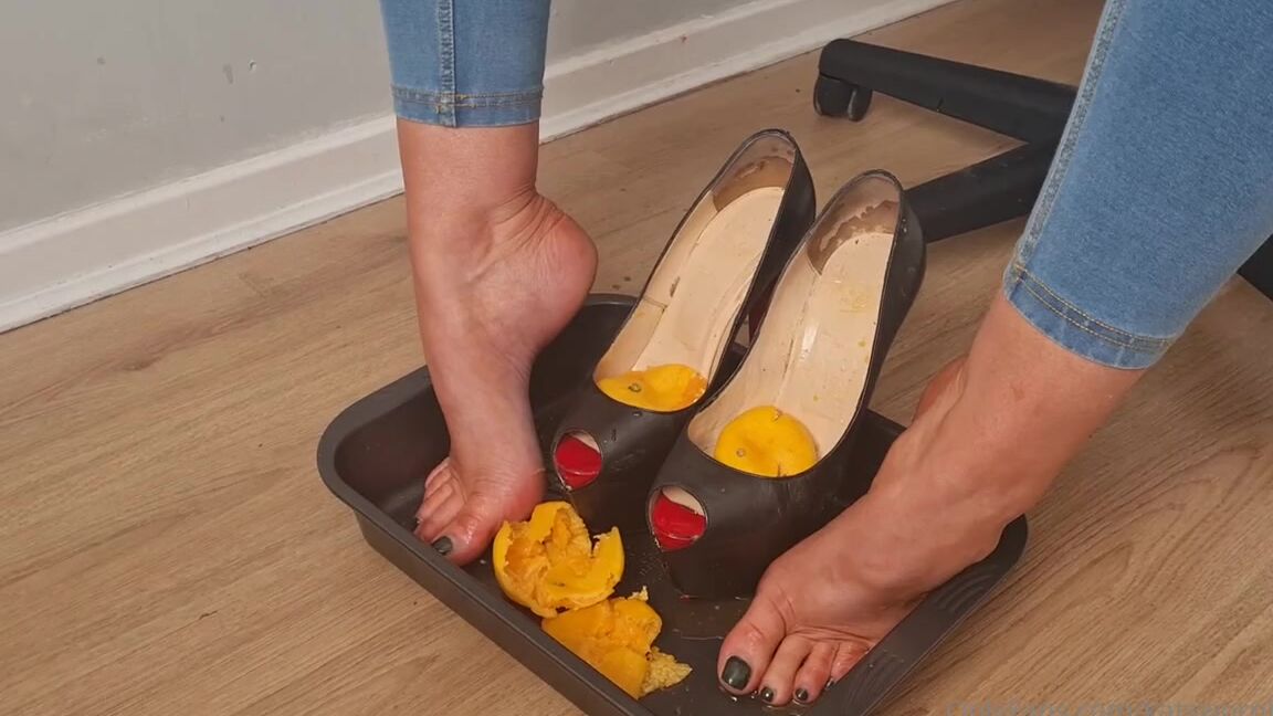 Kats Worn Heels Nicknamed Katswornheels Onlyfans Part 3 I Move The Half Crushed Fruit From Under My Bare Heels And Place