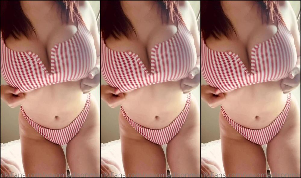 Xoxomadisonmontgomery 2158888338 07 11 2021 Red Bikini Strip Tease