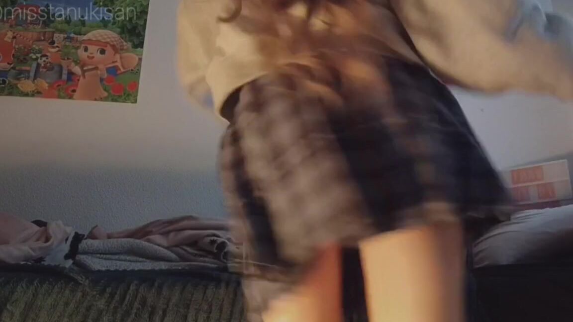 "Miss Tanuki san" Mini Skirt, Panties, Amateur Solo, Bald Pussy, Dancing, Up Skirt, Round Ass, Perfect Ass, Perfect Pink Pussy, Wet Panties, Underwear Fetish, Petite, Suggest Miss Tanuki san Dancing in my university room mini skirt no panties perfect