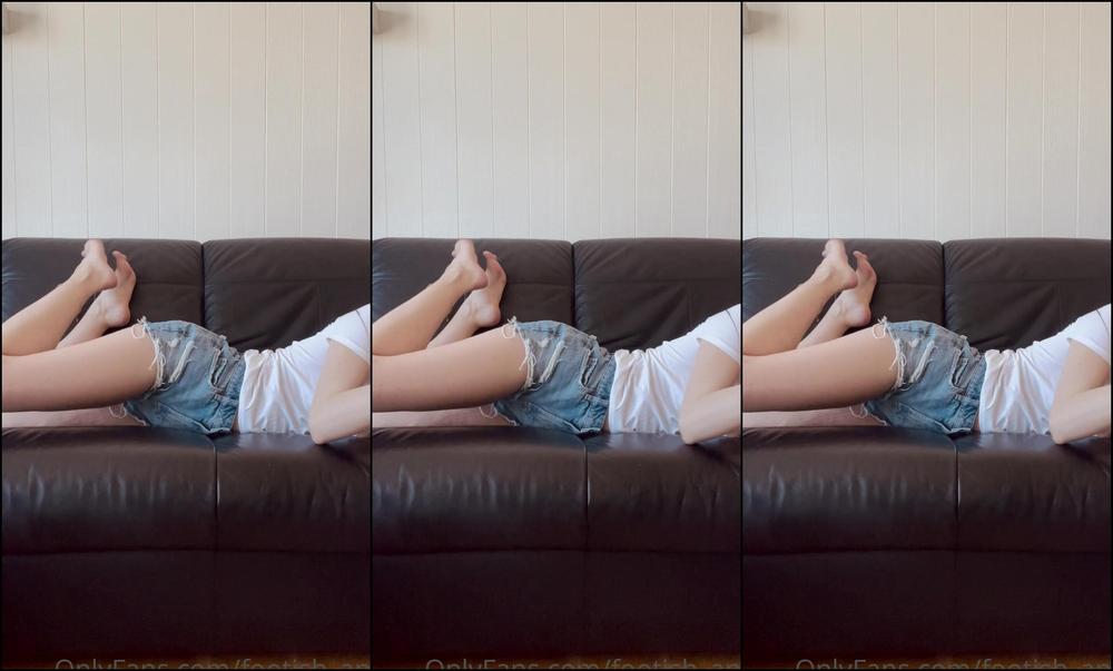 Footish Ann I Am Watching Tv You Are Watching Me Short Shorts White T Shirt Long Legs And Bare Fee