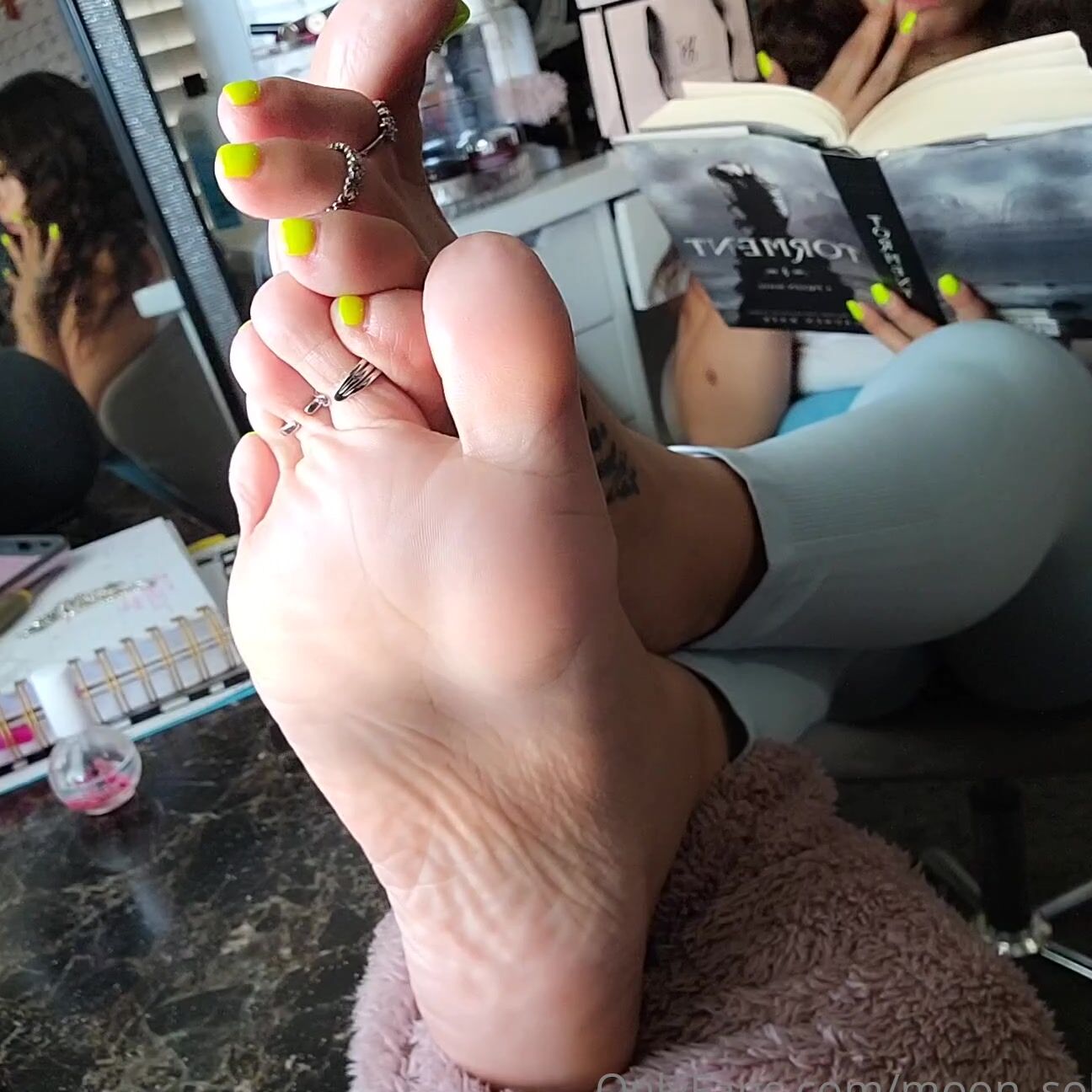 Moon Soles Reading With Feet Up