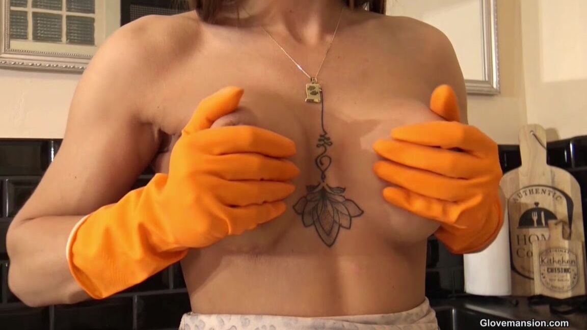 Glovemansion Nomi Plays With Orange Rubber Gloves