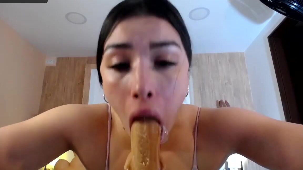 "Melted_Chocolate" deepthroat, dildosucking, fucking, orgasms, sloppy Woman Wets Dildo Grants Spit Coated Throat Passion manyvids