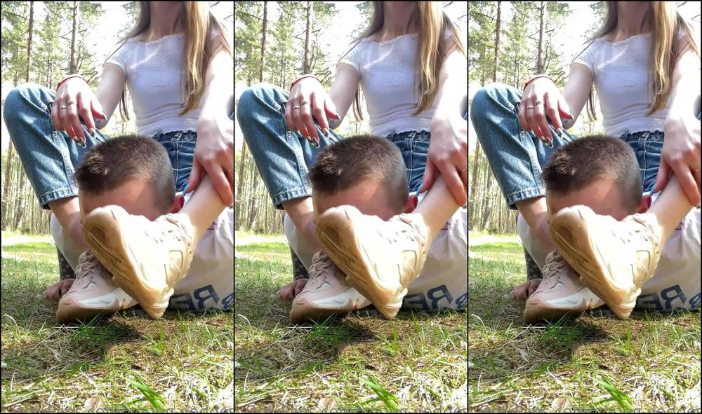 Young Goddess Dominating My Little Loser Slave In The Woods While Hiking I Show Him Where His Place Is