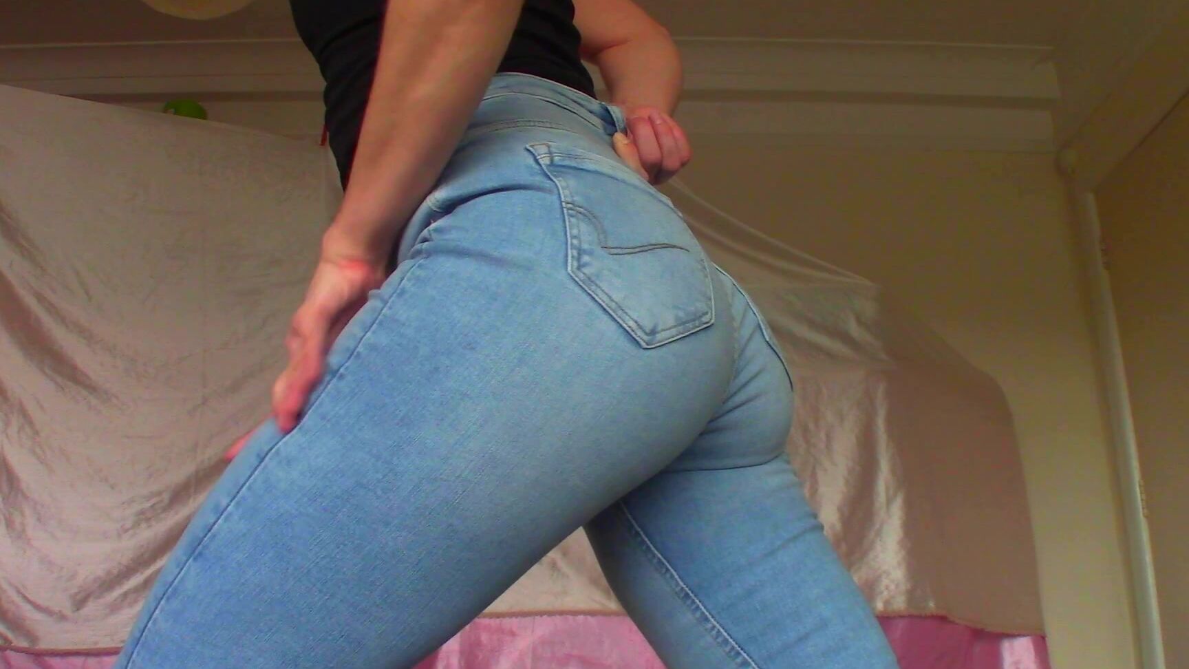 "Goddess Vanessa" ass worship, edging games, femdom pov, jeans fetish, jerk off instruction Blue-Jeans-Ass-Zipper-Edging-JOI Manyvids
