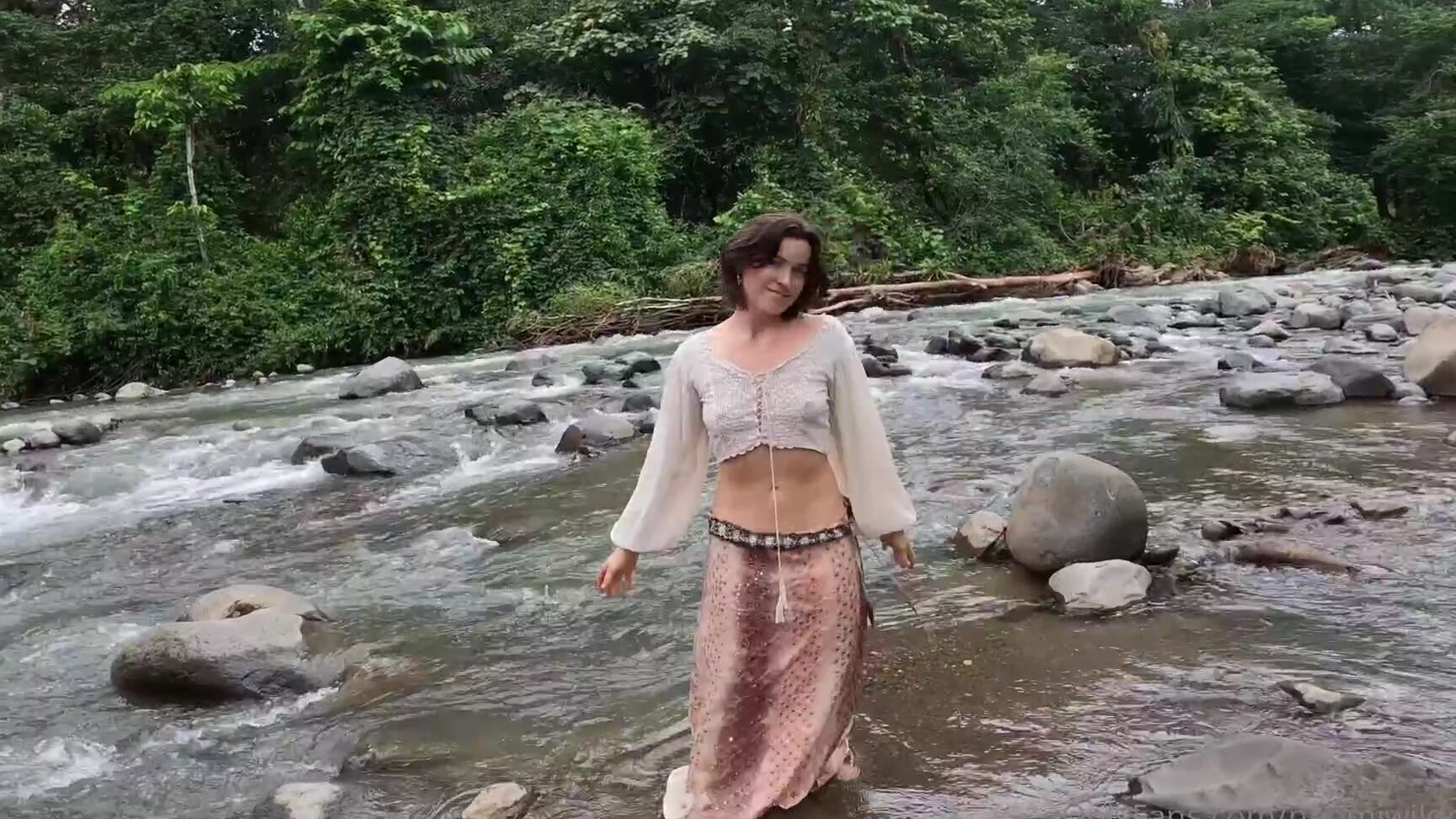 Naomiwildman This Video Is A Seductive Attempted Belly Dance And Strip Tease In The Rushing River Tha
