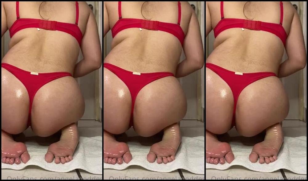 Goddess Angela Aka Goddessangelamx Onlyfans Oily Ass And Soles In Red Lingerie 500 Min Tip If You Like It