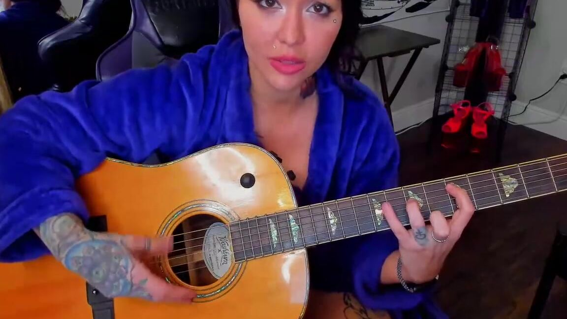 "Charlette Webb" acousticguitar, guitar, improvisation, music, singing Kung Fu Pussy Improv Song 1st Time manyvids