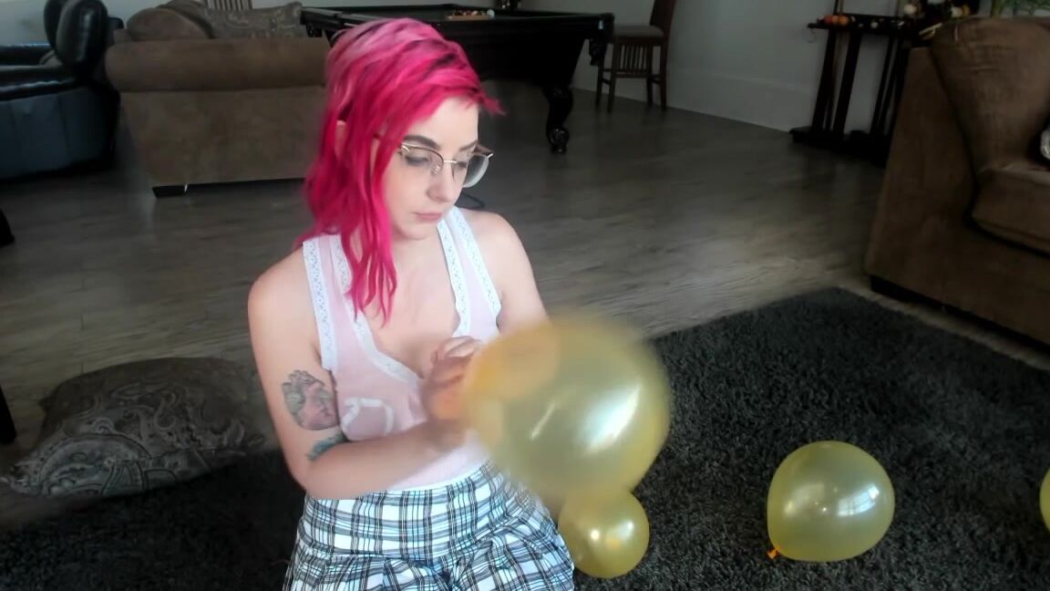 Balloons, Balloons B2P, Balloons Non Pop, School Girl, School Uniform rowen oak first looner vid blowing up balloons ManyVids
