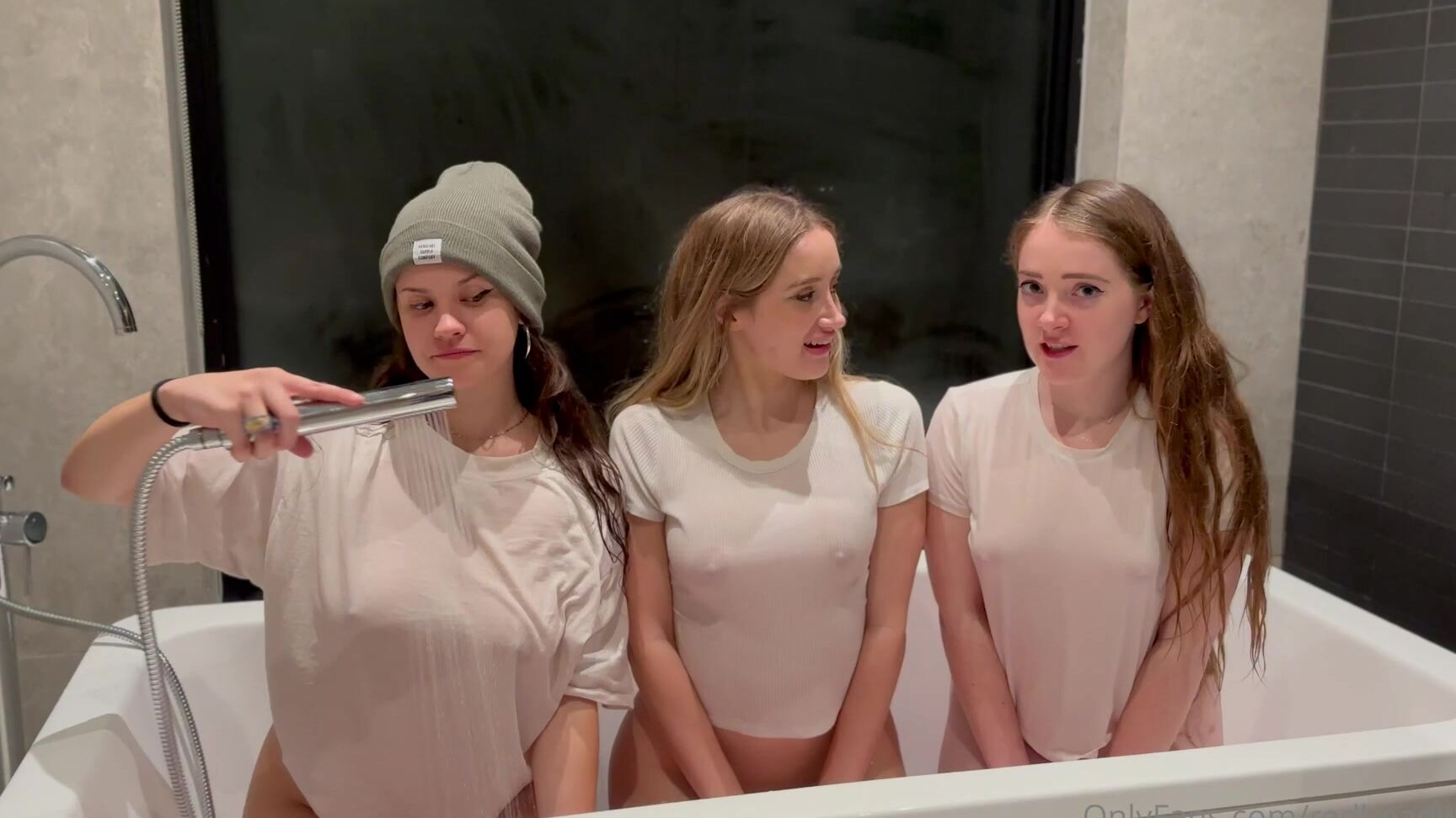 Redheadwinter 2658658495 01 13 2024 3 Girl Wet T Shirt Contest Bronwinaurora And Quinnfinite And I Soak Our Shirts To See