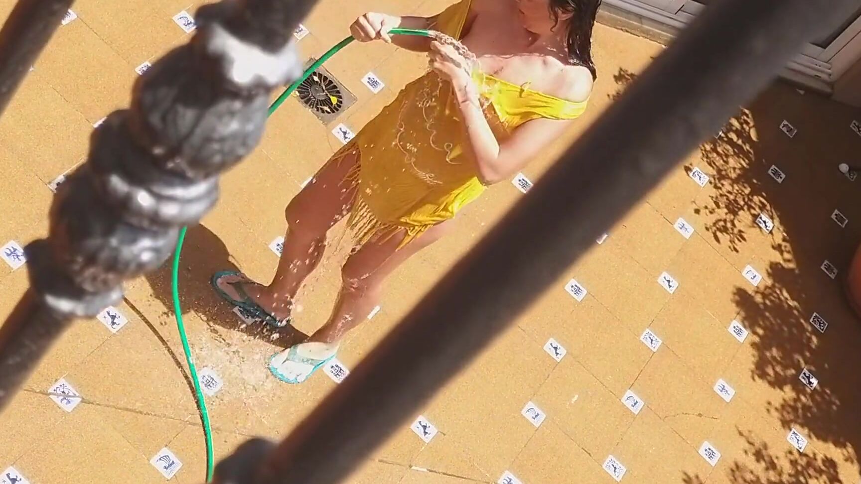 My Wife SexyDreams PISS from balcony on my Sexy Neighbor during her shower  Voyeur at neighbor exhibitionism Pornhub