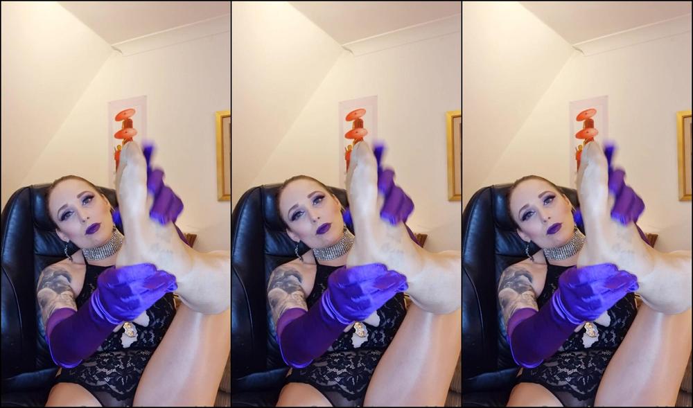 Miss Ruby Marks Satin Gloves On Nylon Feet Feel Heavenly