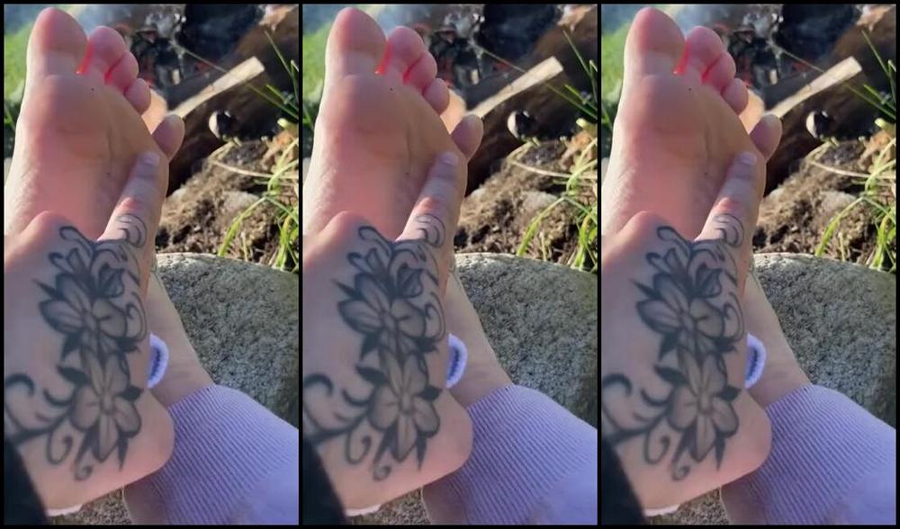 Capri Nicknamed Capritoes Onlyfans Look How Cute My Feet Are Warming Up By The Fire Then Jerk Off To My Soles Here Camping Joi 1