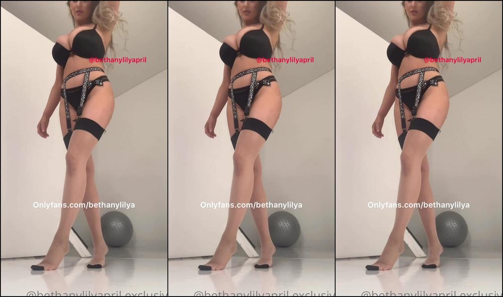 Bethanylilya Sexy Black Push Up Bra With Suspenders And Stockings Bts Video From My Photo Shoot An