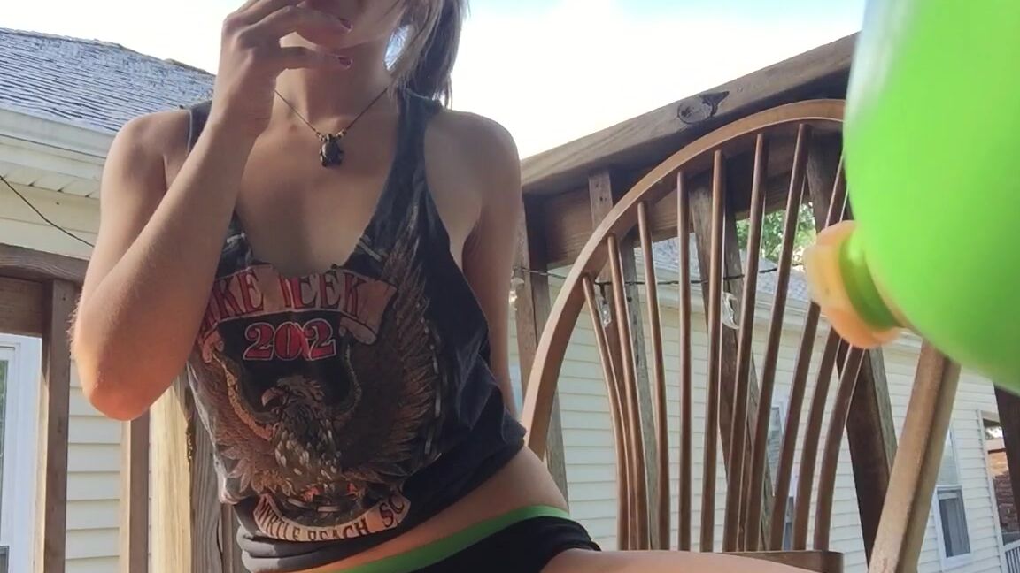 Sasha V Smoking A Pretty J And Playing Outside