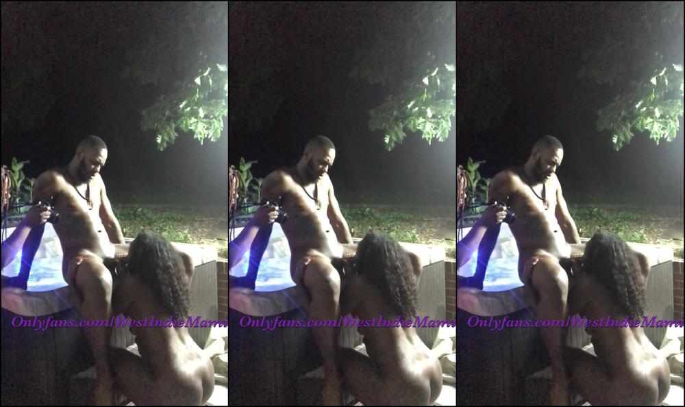 Westindiemamii Sucking His Bbc Outside Jacuzzi