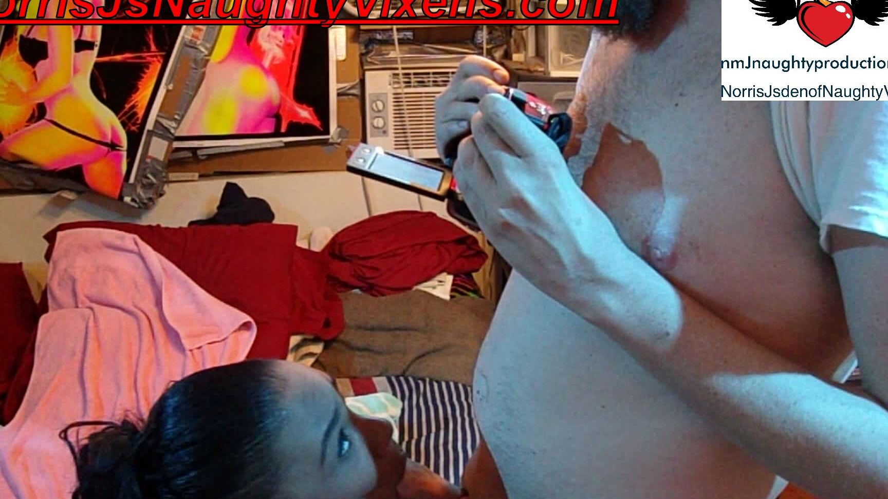 "nmjnaughtyvixens" blowjob, cowgirl, cumshots, fucking, toys Ebony maid model Bella Star cheers me up manyvids