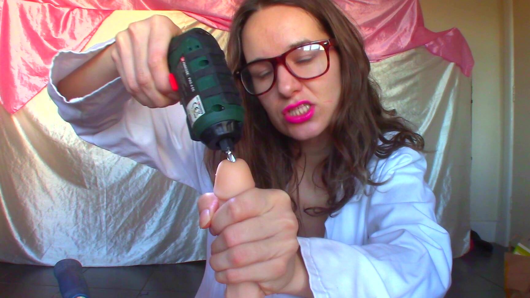 "Goddess Vanessa" cbt, cbt instruction, femdom pov, jerk off instruction, power tools Hammer Drill Qtip Your Cock Manyvids