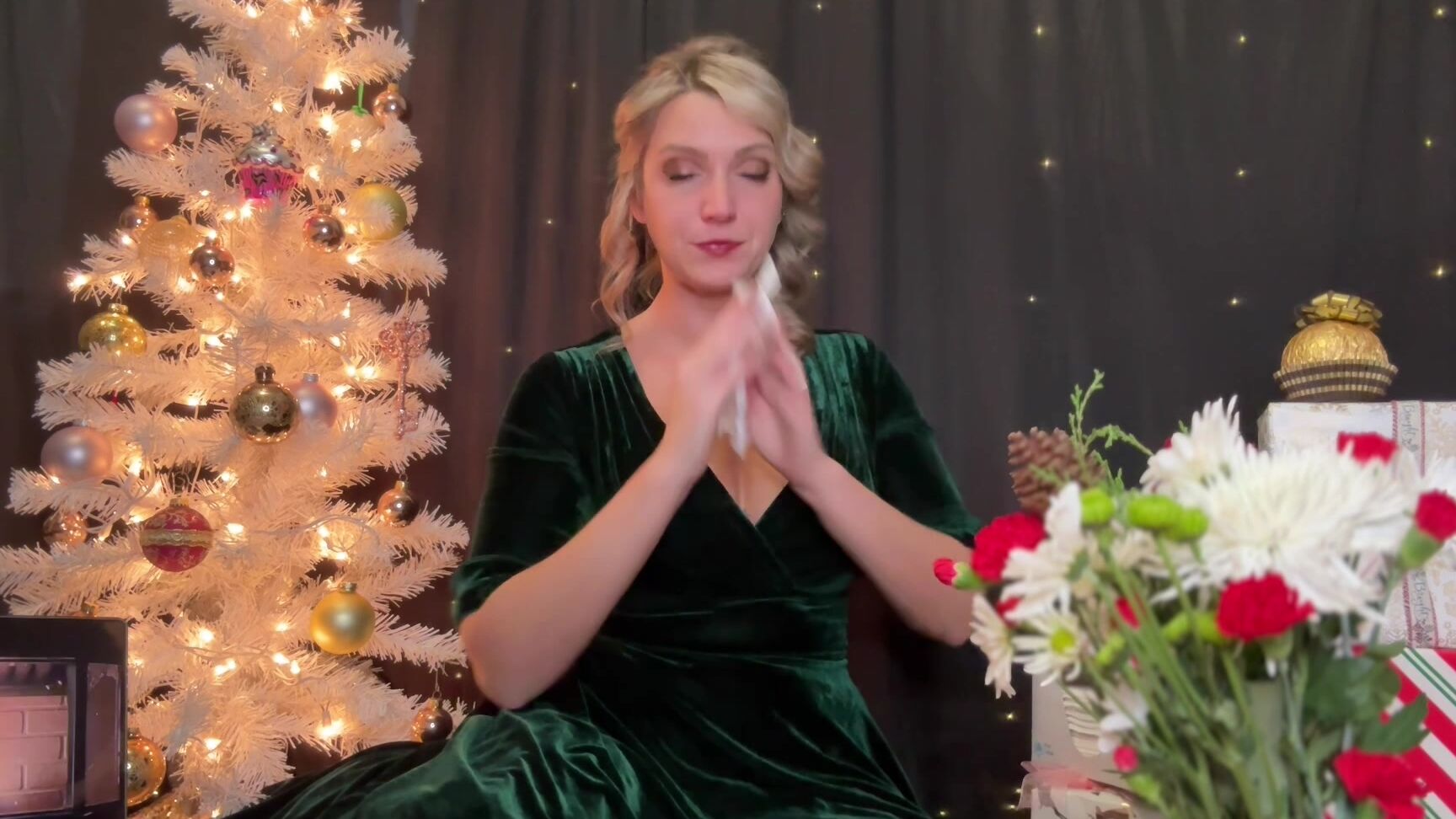 "SneezeGoddess" blonde, christmas, holiday, mucophilia, noseblowing, sfw, sneezegoddess, sneezing let it blow let it blow let it blow Manyvids